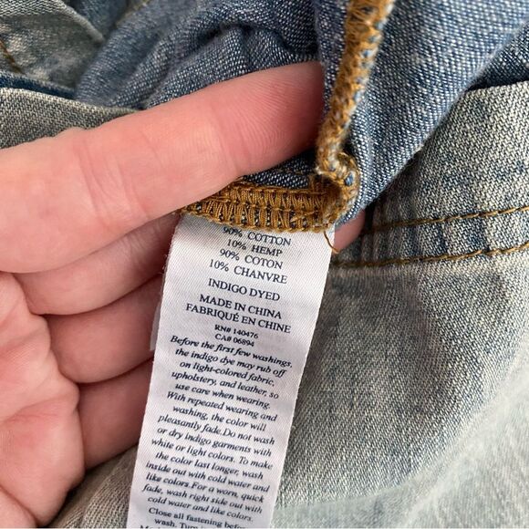 Faherty Utility Denim Chambray Button Up Romper - Picture 12 of 13